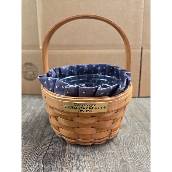 Longaberger Discovery Basket 1492-1992 With Liner Protector - Picture 1 of 7